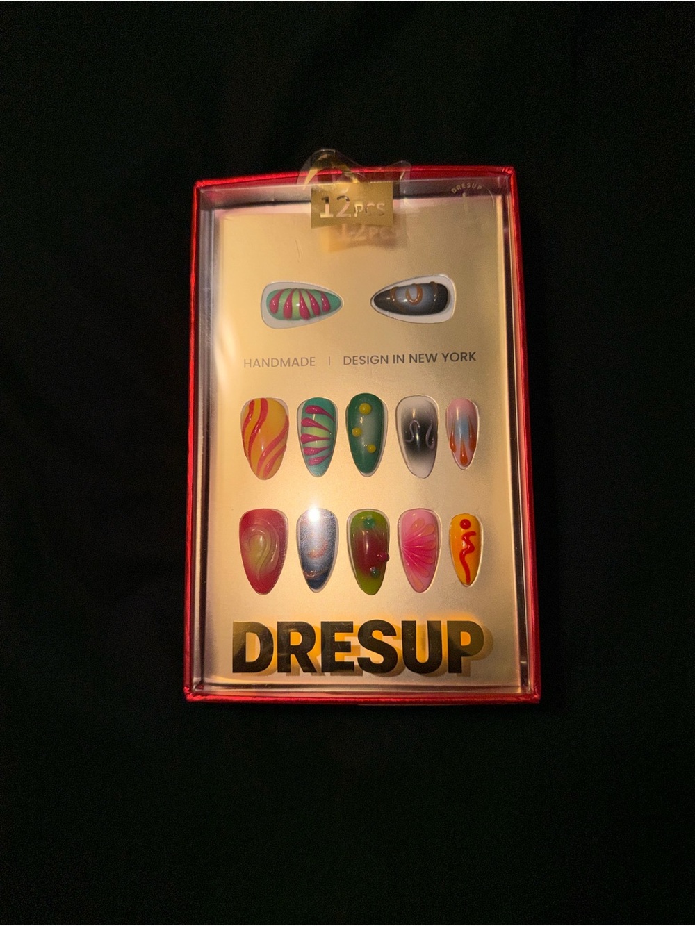 Multicolor Press-On Nail Set - 12 Pieces